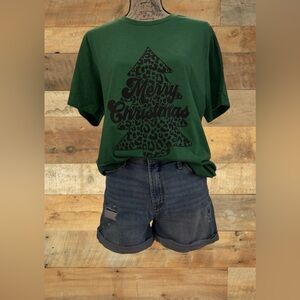 Merry Christmas Leopard Print Tee